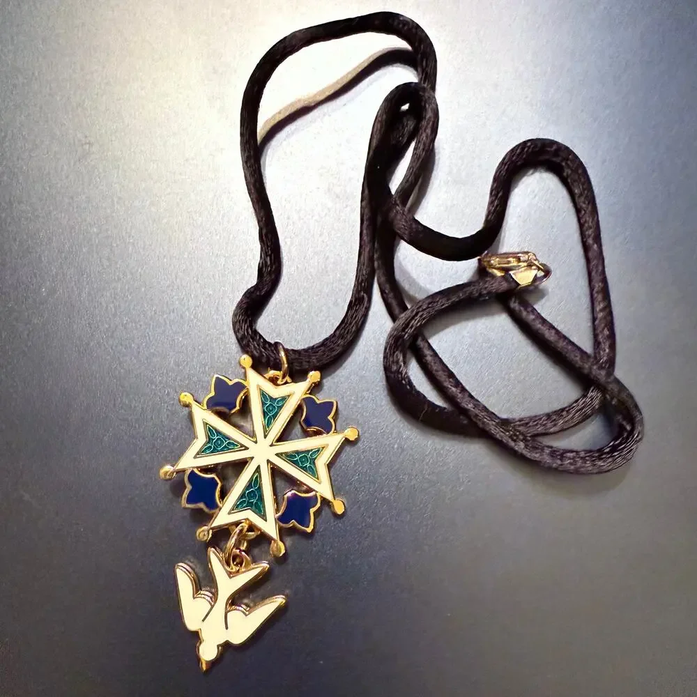 Enamel Huguenot Cross Necklace by Chuck Norton Designs - Picture 4 of 8